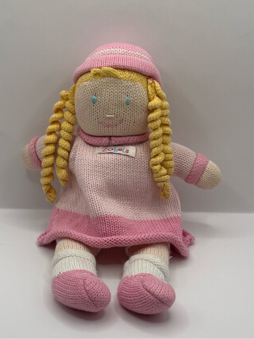 Zubels Little Bow Peep Knit Crochet Doll Plush